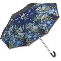 名画晴雨兼用折り畳み傘　ルノアール　ホワイトフラワー　UVカット率99%以上